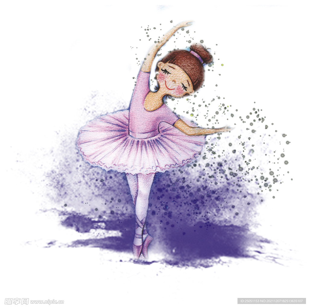 紫色卡通舞蹈女孩