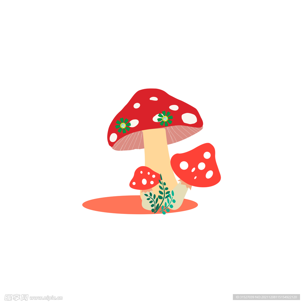 可爱红色小蘑菇插画