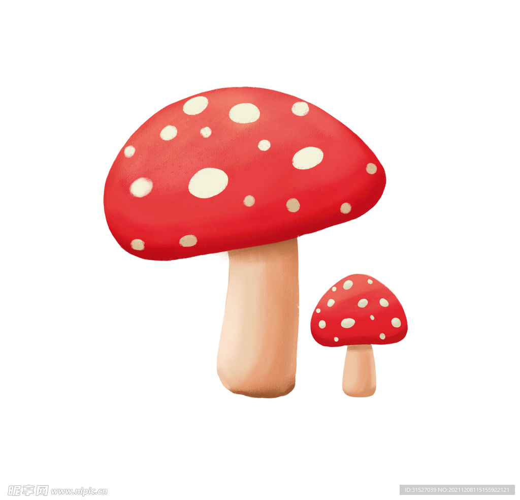 红色卡通蘑菇插画