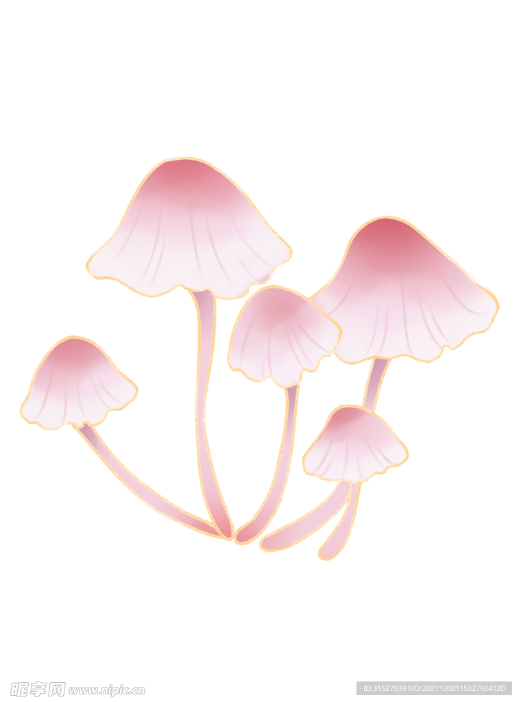 透明粉色卡通小蘑菇