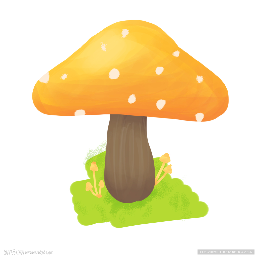 手绘黄色小蘑菇