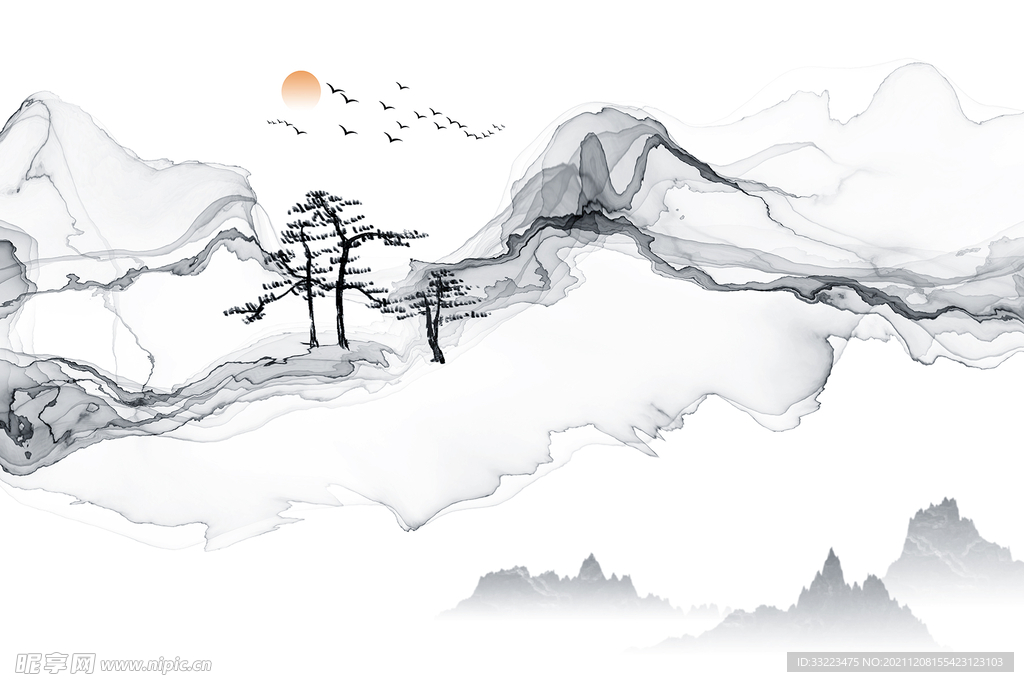水墨山