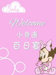 粉色米妮生日宴背景板 