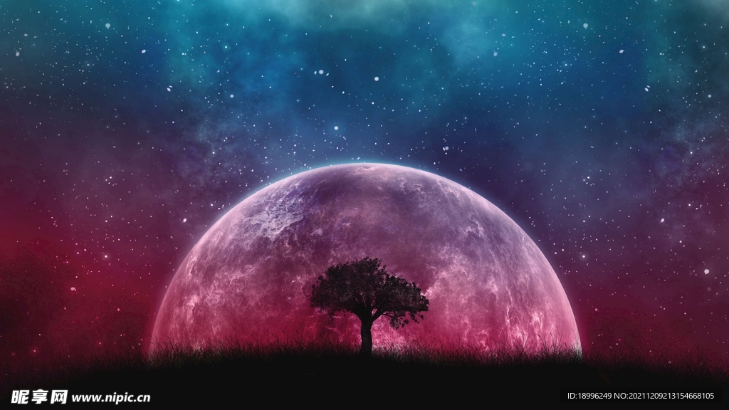星空唯美月亮背景图