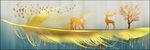 金色麋鹿山水羽毛晶瓷画