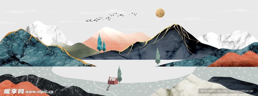 抽象山水意境水墨装饰画