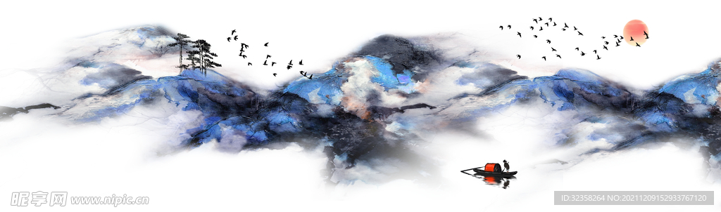 禅意意境山水水墨装饰画