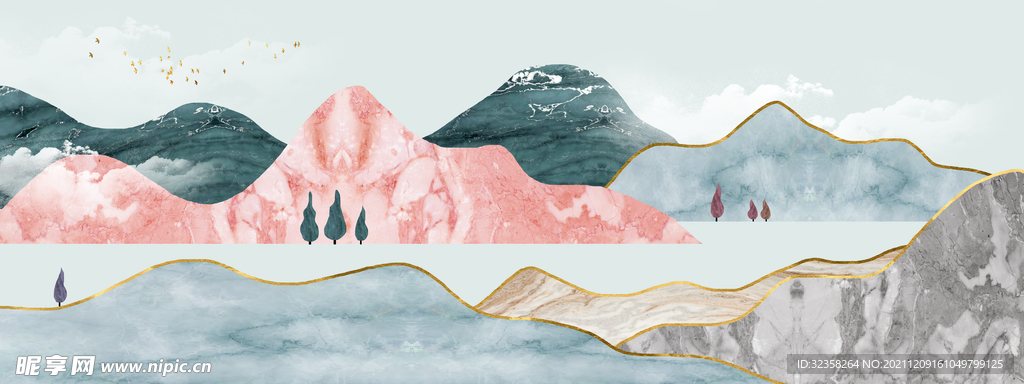 抽象山水意境装饰画
