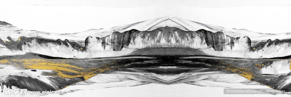 金色山水艺术装饰画
