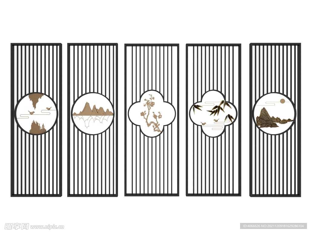 中式隔断屏风3d模型