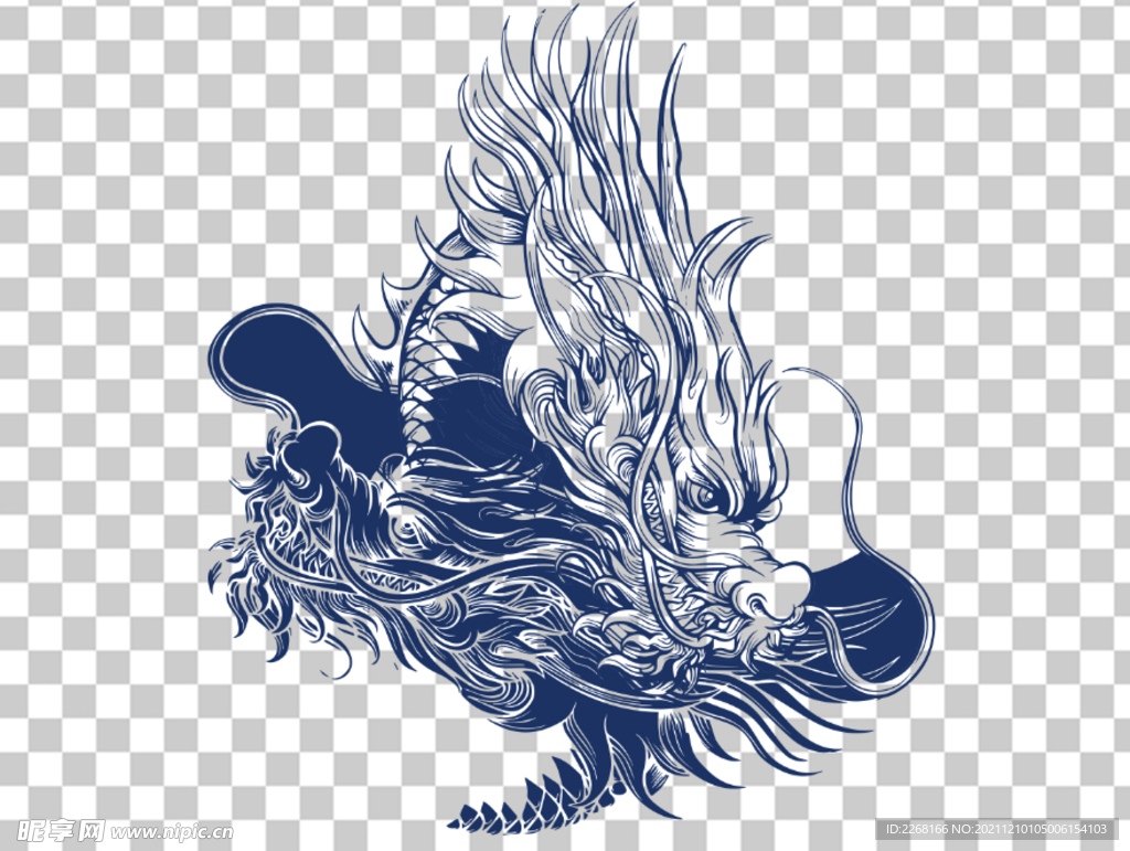 端午中国龙线稿细节矢量元素