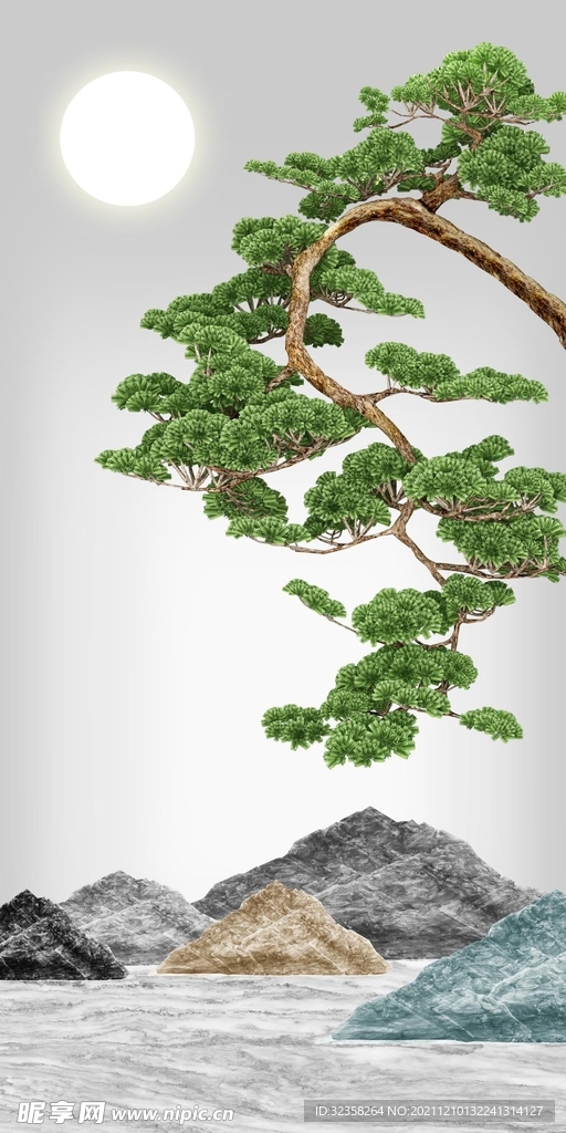 迎客松江山如画装饰画