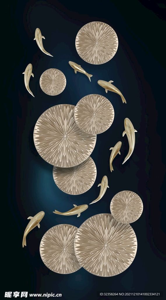 九鱼图金鱼鲤鱼年年有鱼装饰画