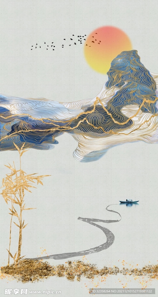 抽象山水禅意意境水墨装饰画