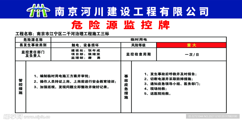 临时用电风险源监控牌