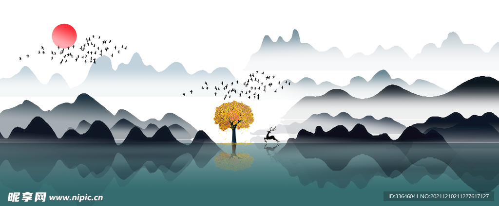 新中式山水装饰画