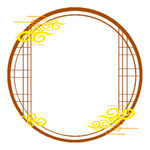 古典中国风祥云圆形窗户边框
