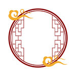 古典中国风祥云圆形窗户边框