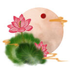 简约中式荷花边框