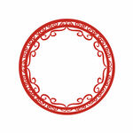 中国风圆形祥云春节新年剪纸边框