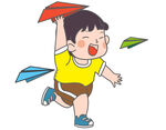 可爱小孩纸飞机