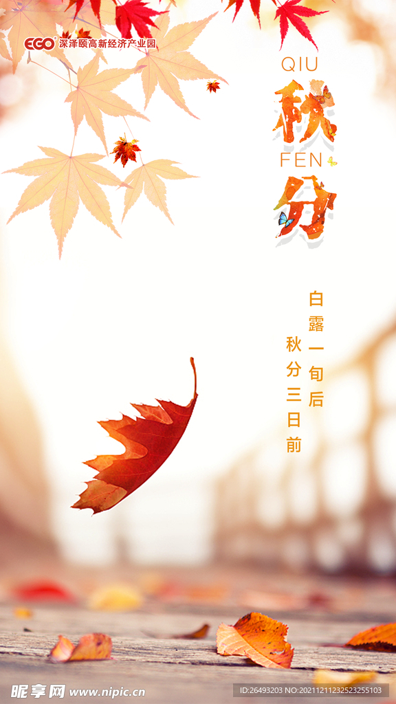秋分落叶创意海报