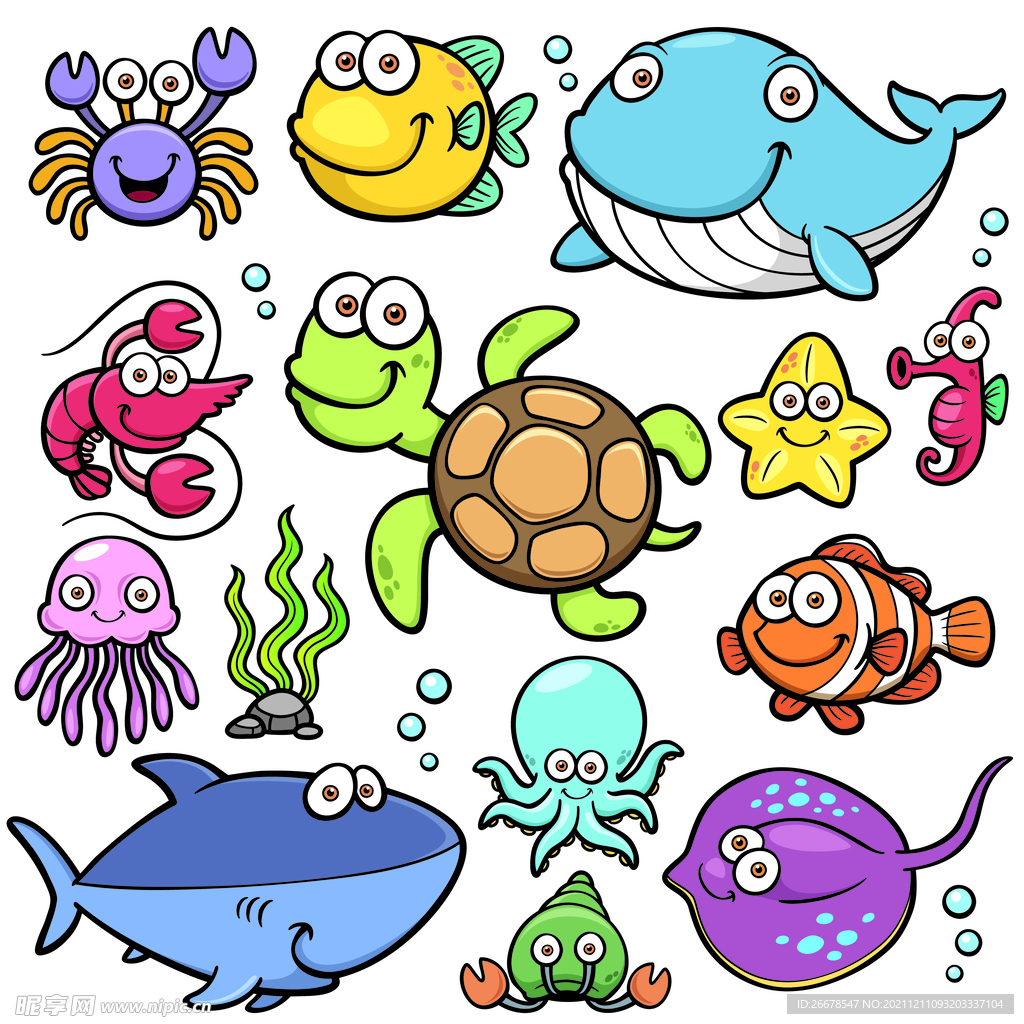 卡通海洋生物