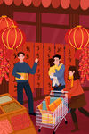 新春年货节插画图片