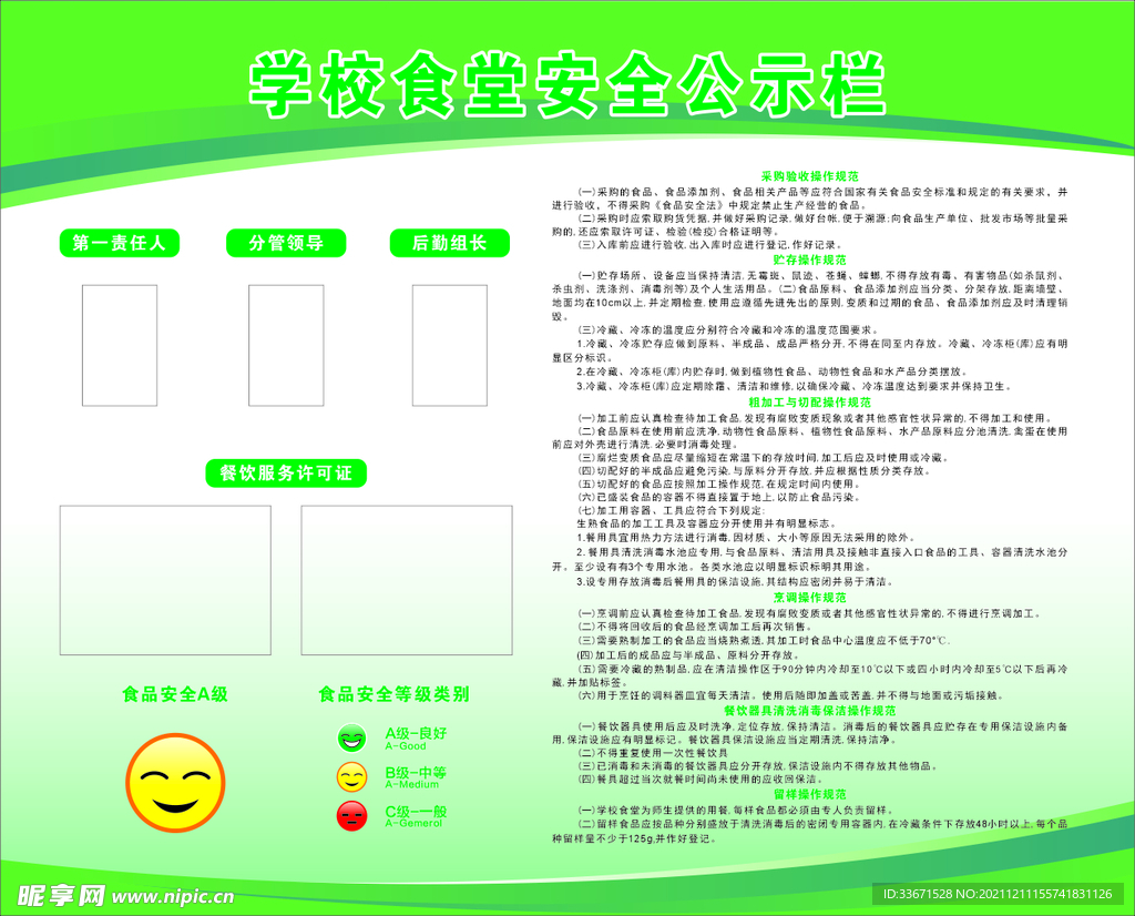 学校食堂安全公示栏