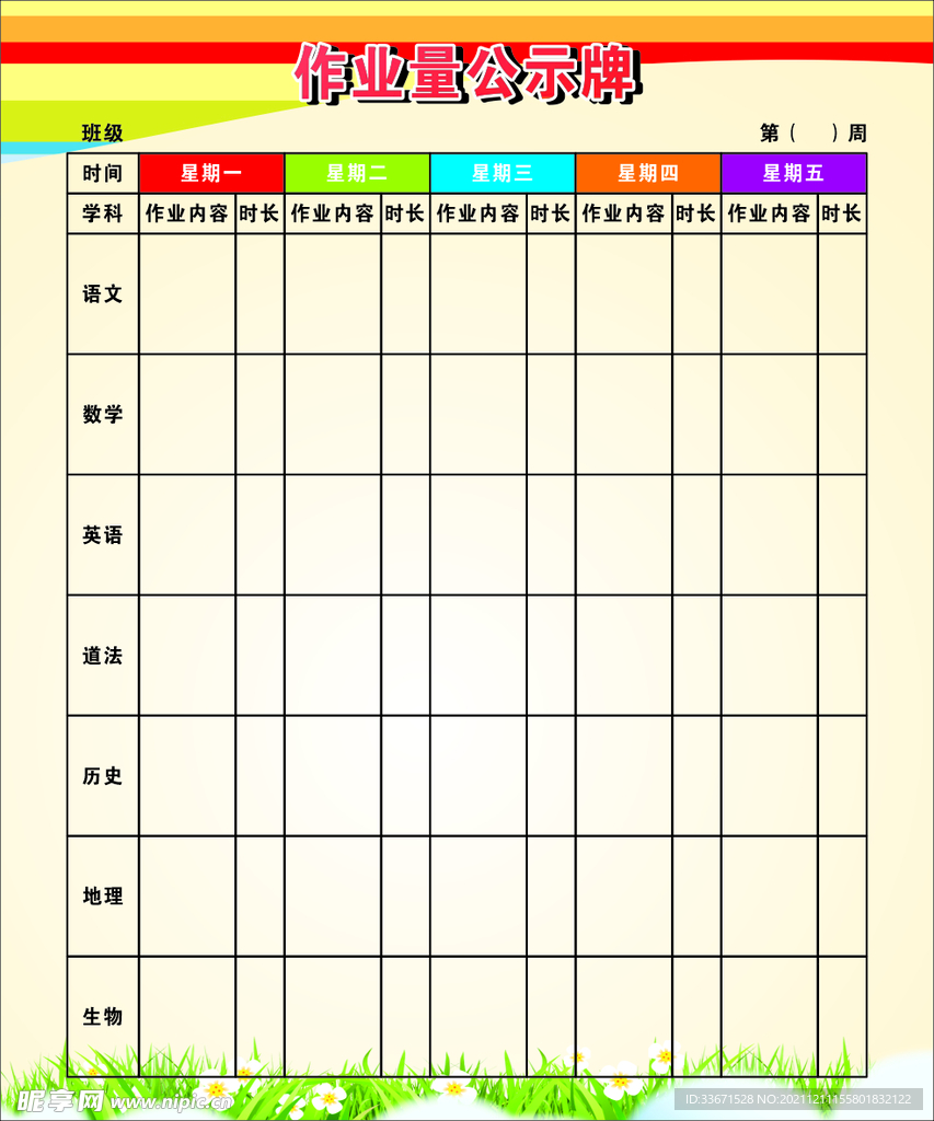 作业量公示牌