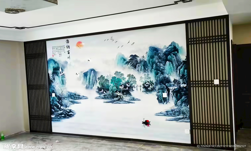 中式屏风电视墙