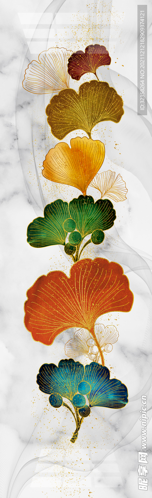 金色银杏叶艺术装饰画