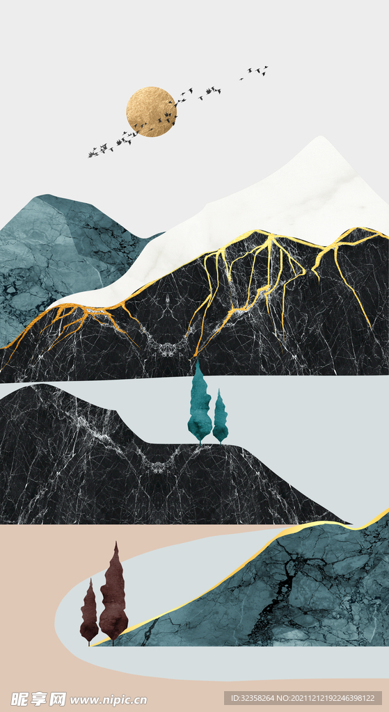 抽象山水意境装饰画