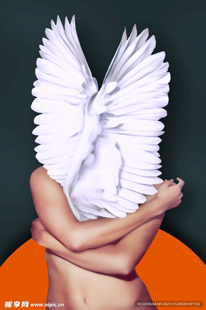 人物艺术羽毛美女装饰画
