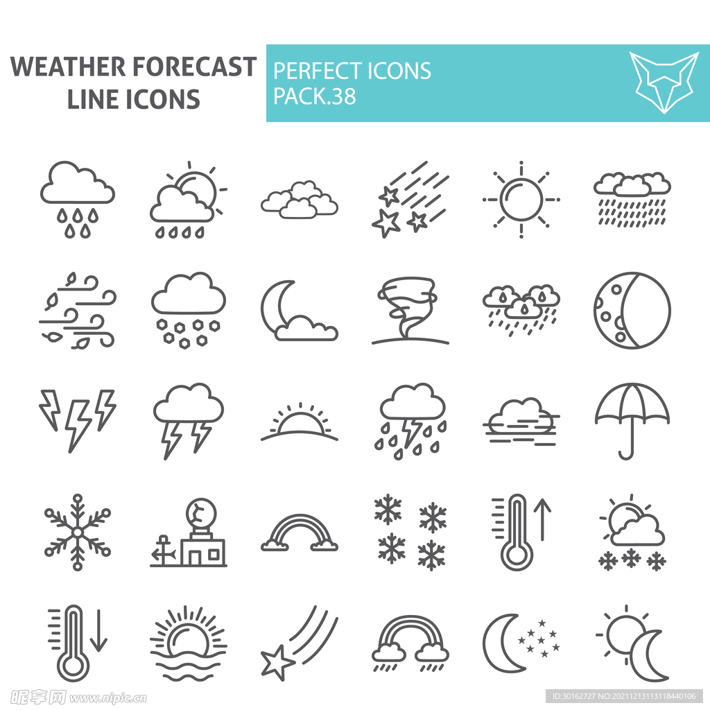 简约线性天气预报图标icon
