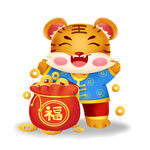 卡通2022新年喜庆老虎形象
