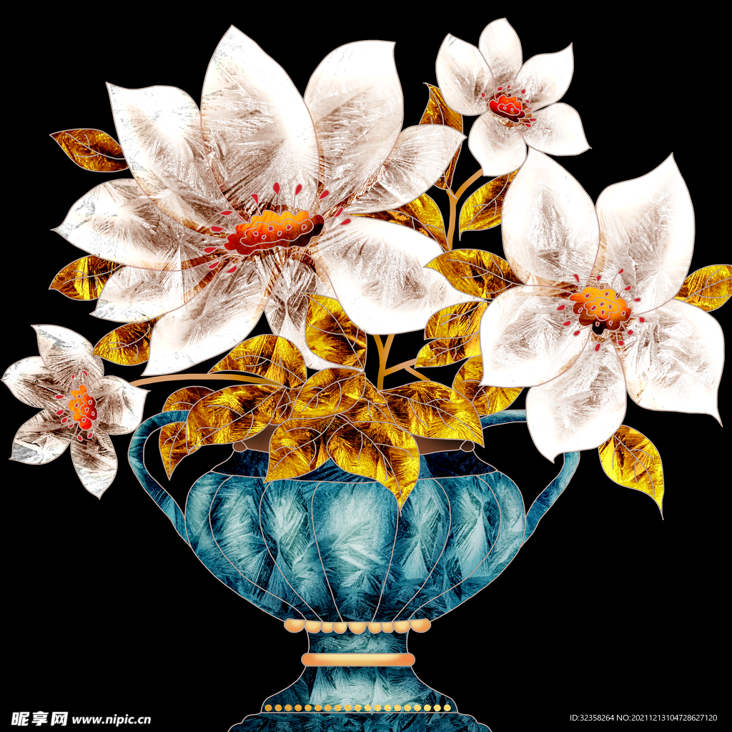 中式花瓶花卉装饰画