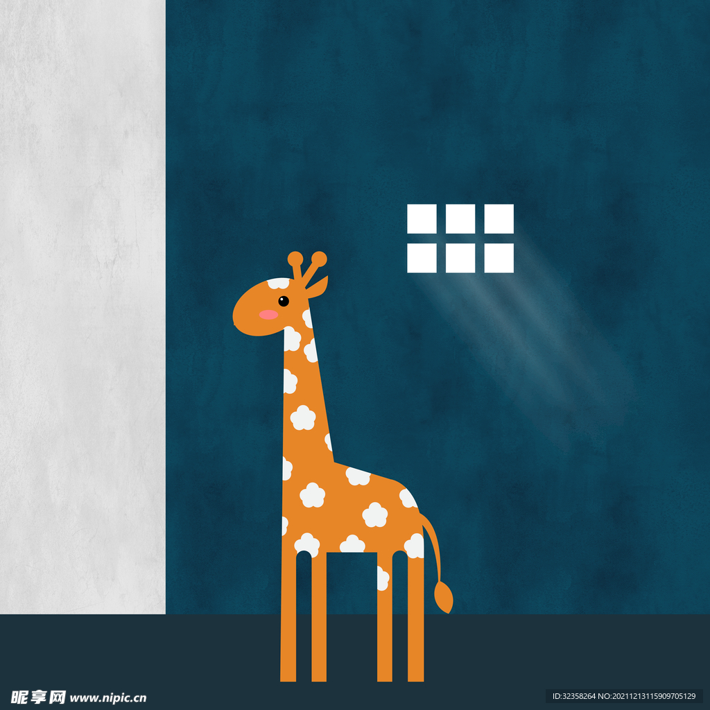 儿童房卡通长颈鹿装饰画