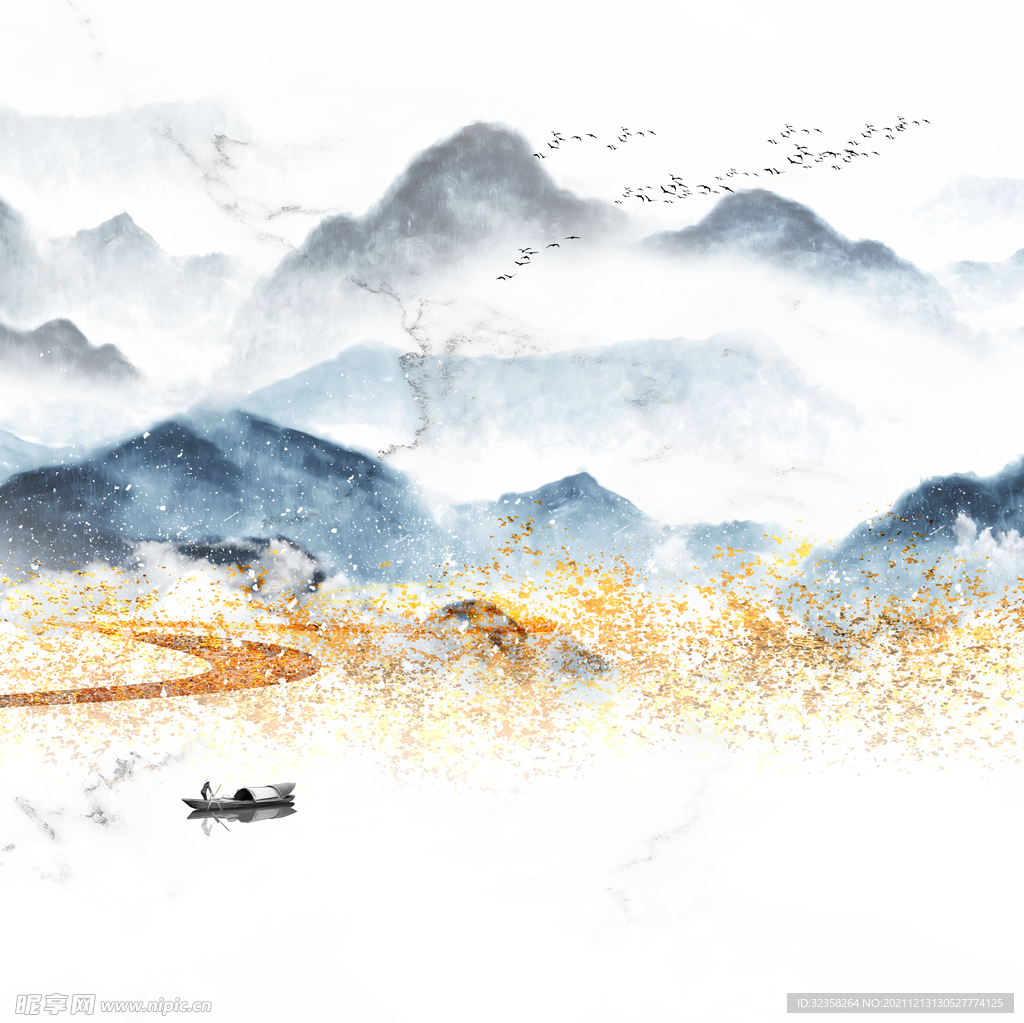 金色意境山水装饰画