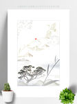 中式意境抽象水墨山水画 