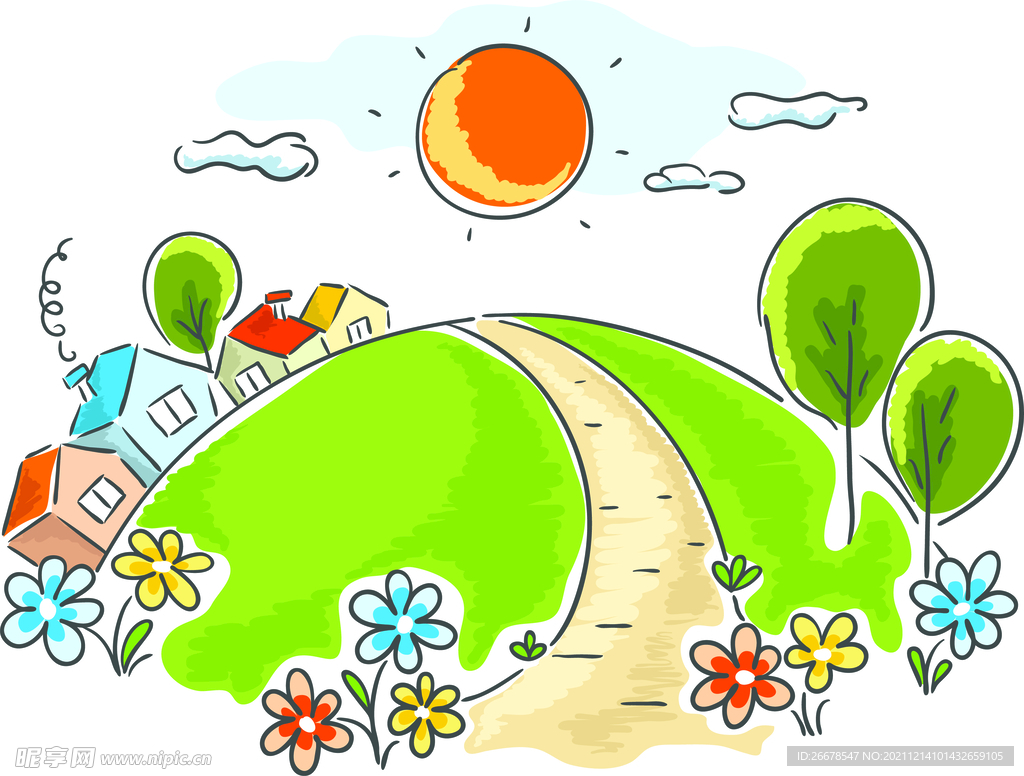 卡通风景插画