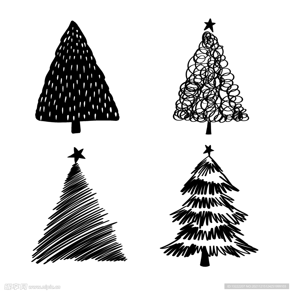 黑白圣诞树素材
