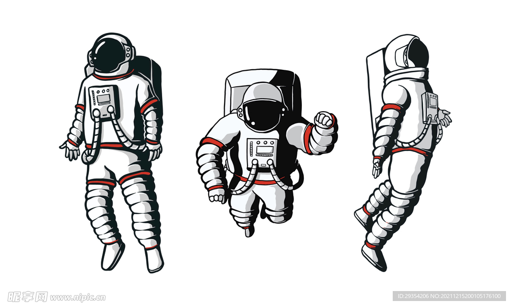 卡通太空人角色插画图片