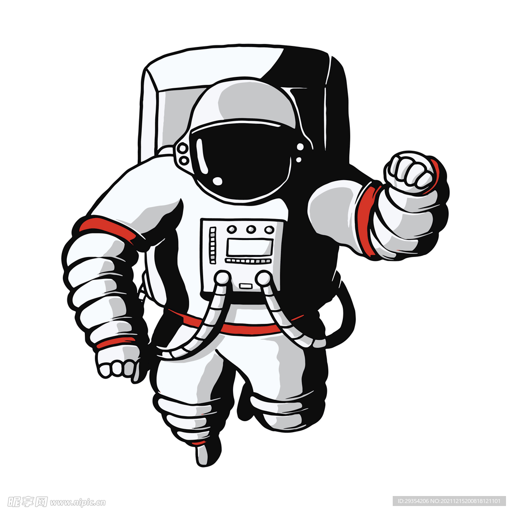 卡通太空人角色插画图片