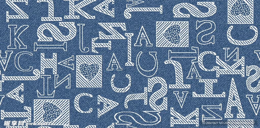 牛仔英文数码印花