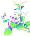  牡丹花鸟画 