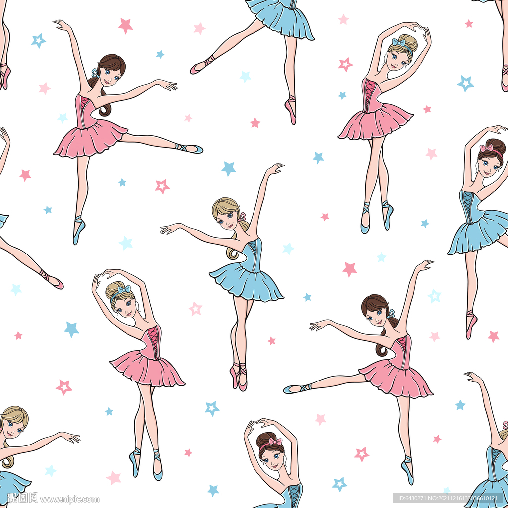 卡通小女孩芭蕾舞图案