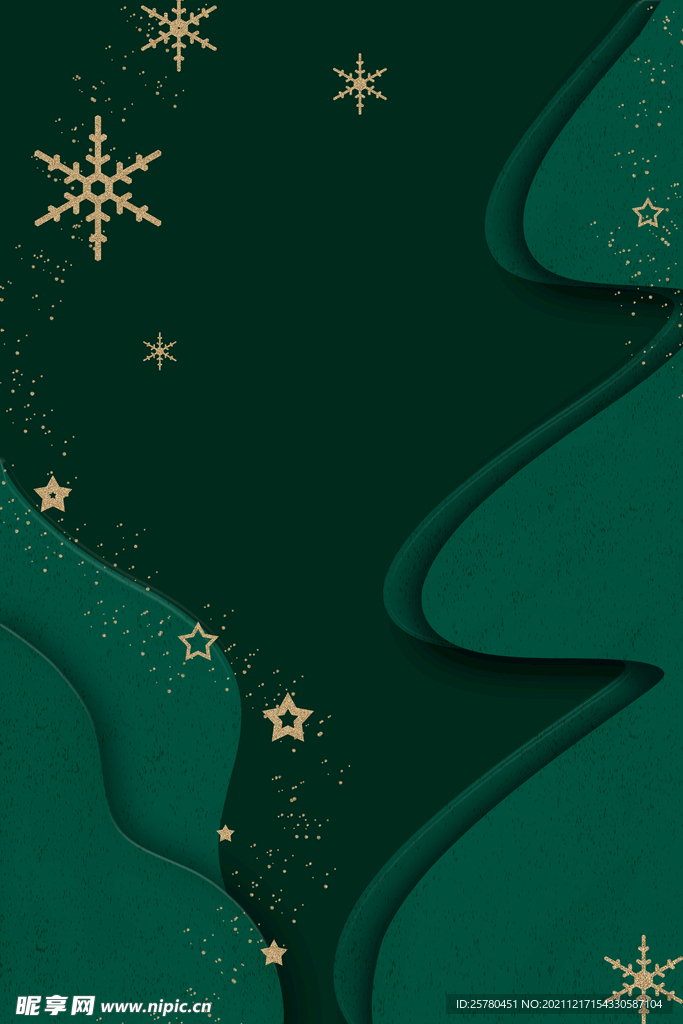 简约绿色圣诞节鎏金背景图