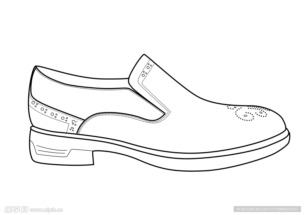 男式正装皮鞋勾线线稿图
