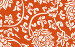 橘色大花印花女装花纹中式花纹